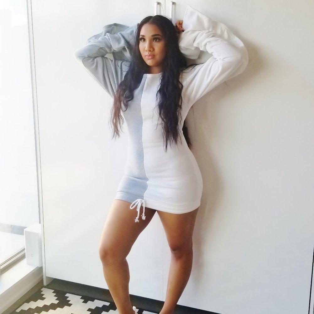 Grey and white Joggers dress